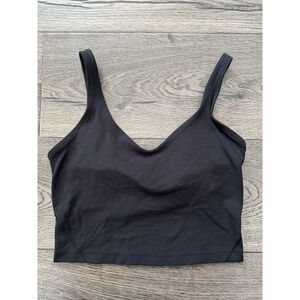 Lululemon Align Tank Top Womens 4 Black Cropped Active Bra Yoga Gym Pilates EUC